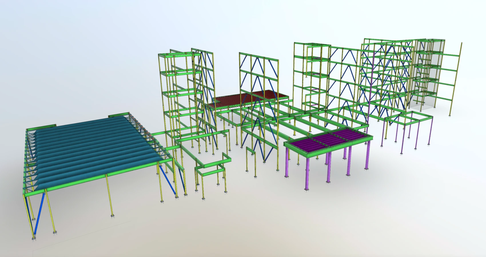 3D structural steel model of the Home 2 Benton project