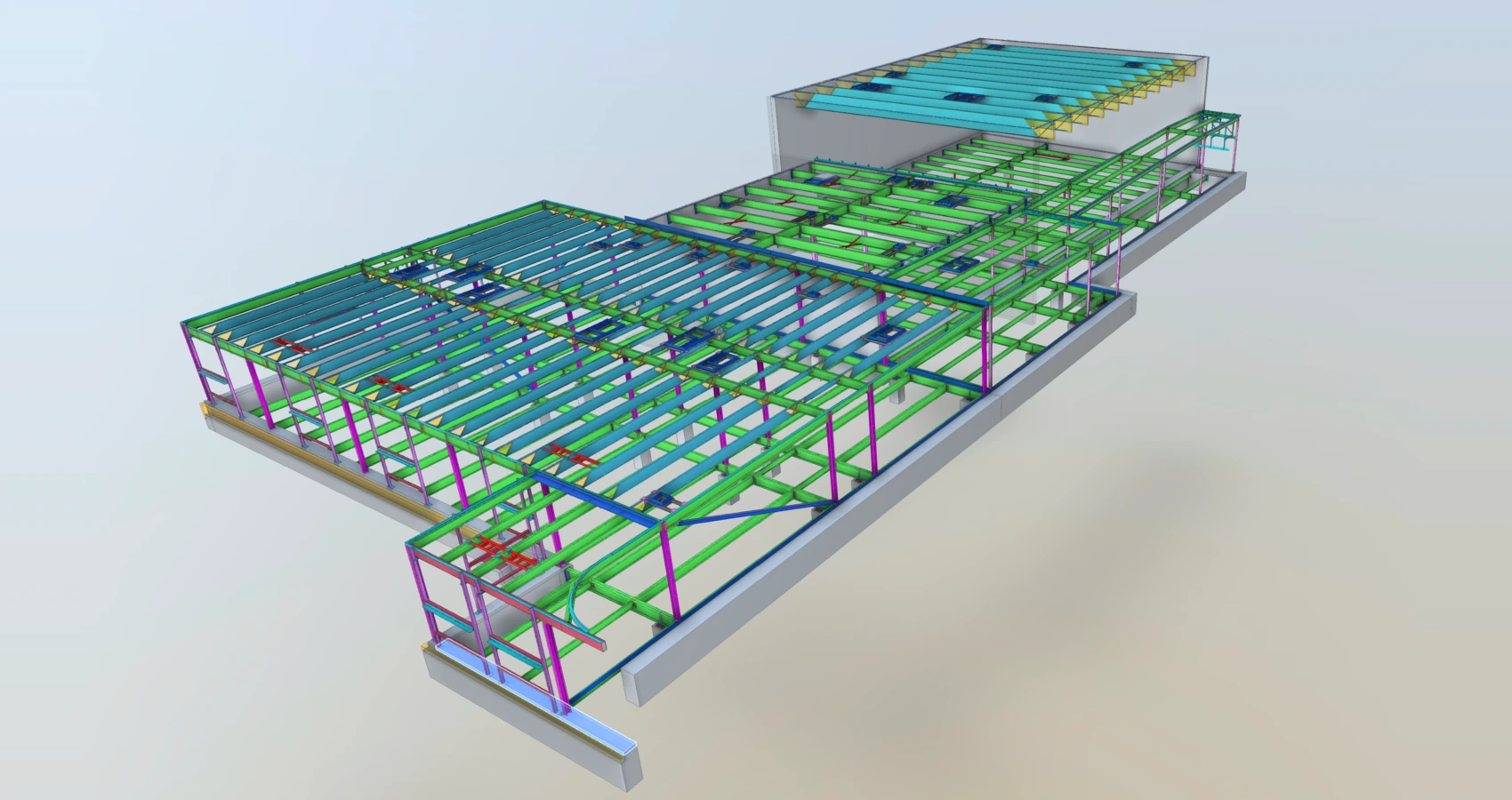 3D structural steel model of the AC New project